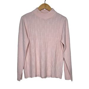 Women’s Pink Cable Knit Pullover Sweater Large